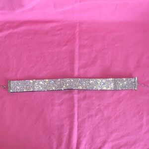 Sparkle Choker Necklace 1.25” Wide Rhinestone Dazzle Dance Glam Retrofete Inspo